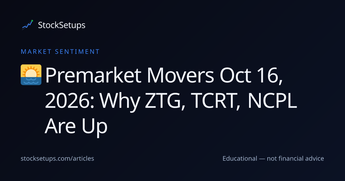 Premarket Movers Oct 16, 2026: Why ZTG, TCRT, NCPL Are Up