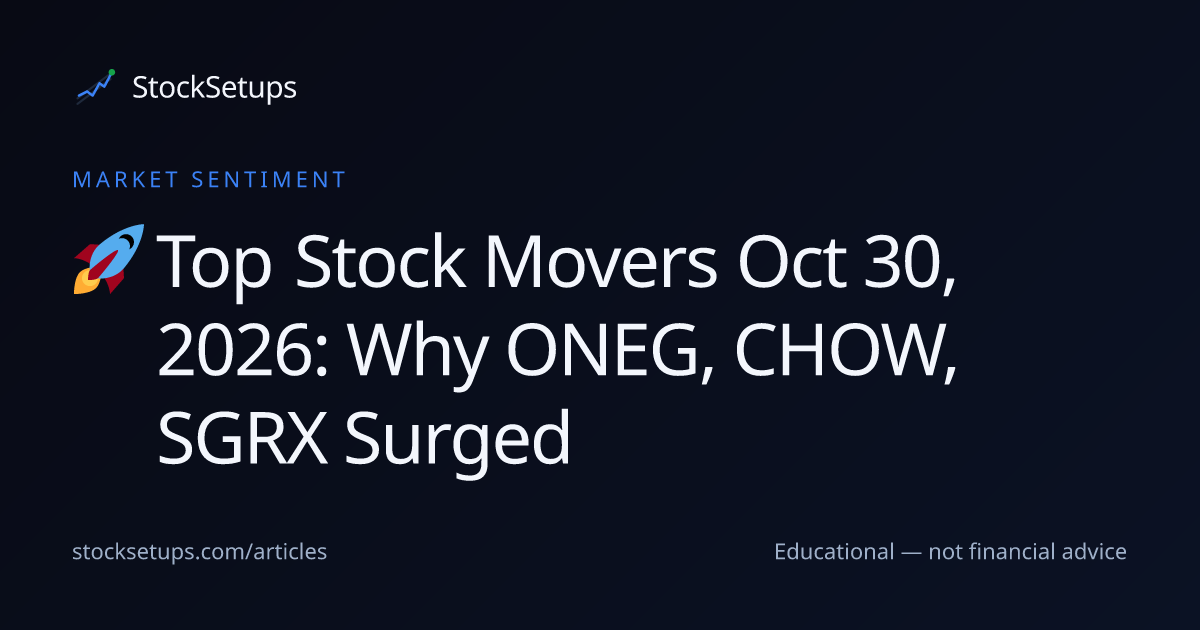 Top Stock Movers Oct 30, 2026: Why ONEG, CHOW, SGRX Surged